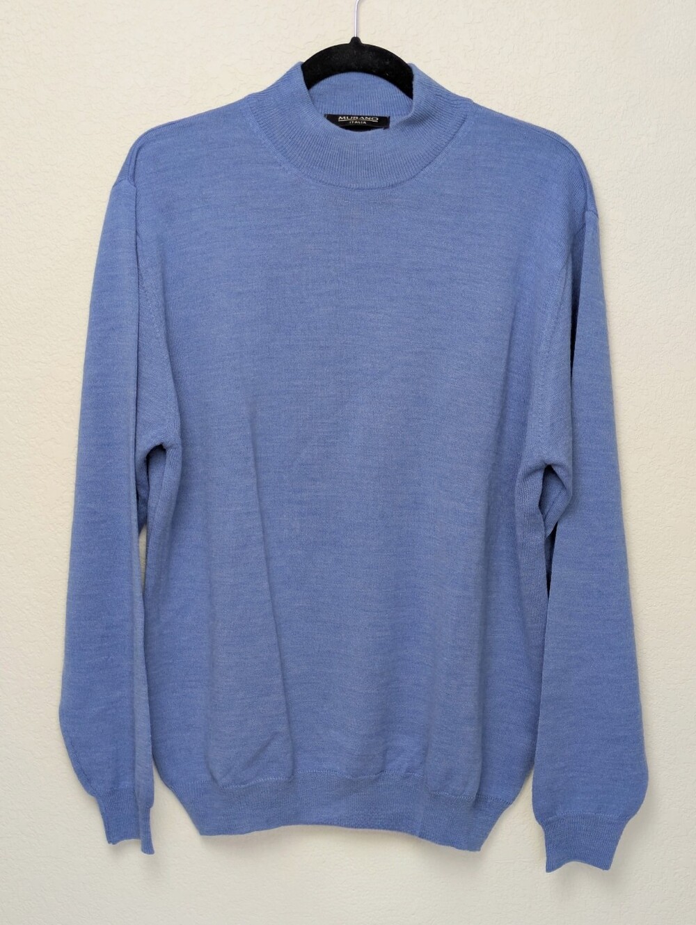 Murano Italia Mock Neck Sweater Blue Wool Blend Size S